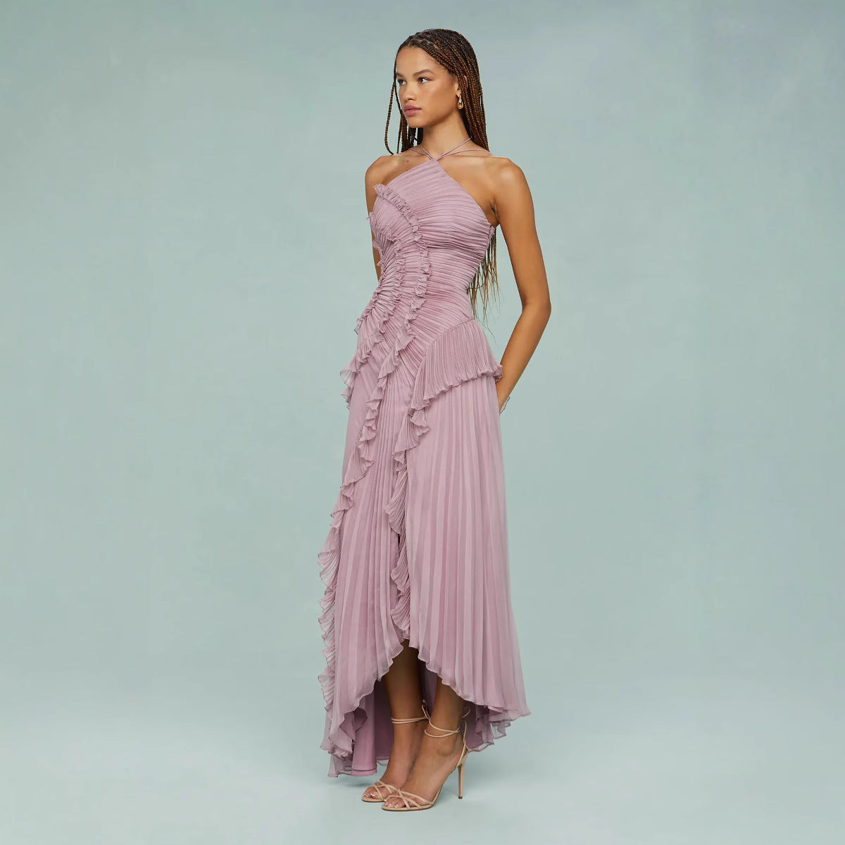 Lilac Whisper™ | Pleated Elegance Dress