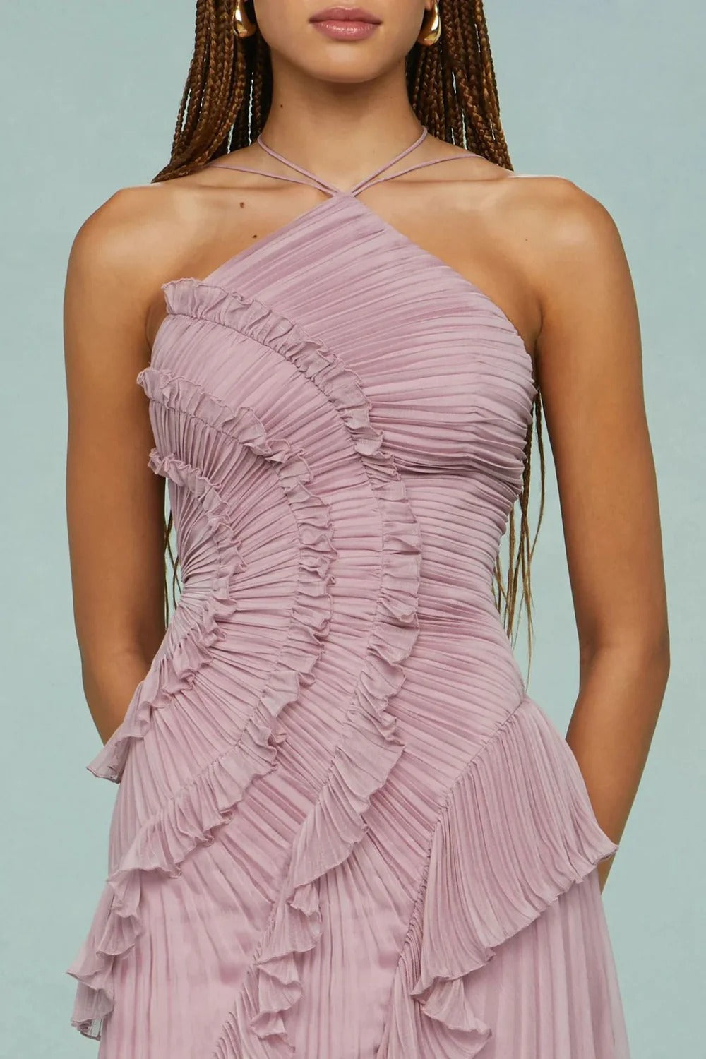 Lilac Whisper™ | Pleated Elegance Dress