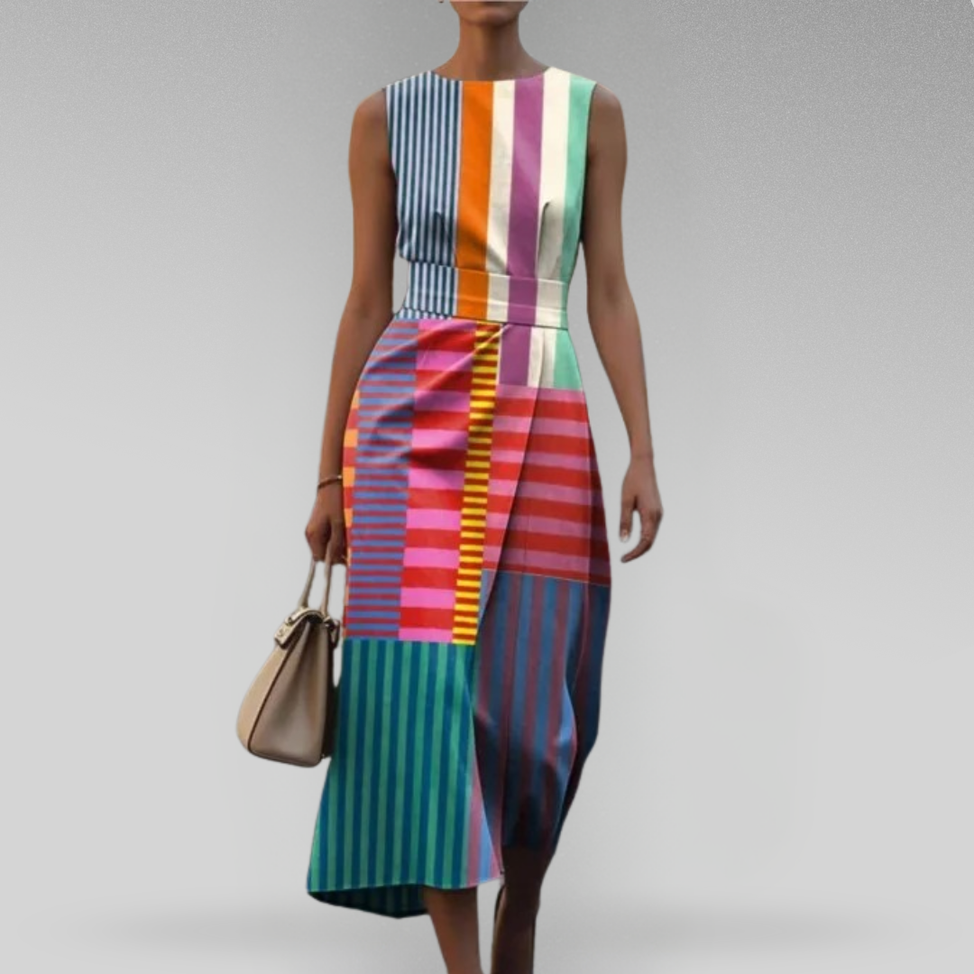 Tessaro™ | Sleeveless Art Dress in Bold Stripes