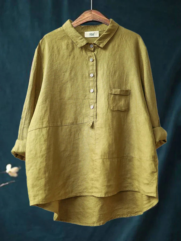 Katrina– Long-Sleeve Button-Up Shirt with Front Pocket