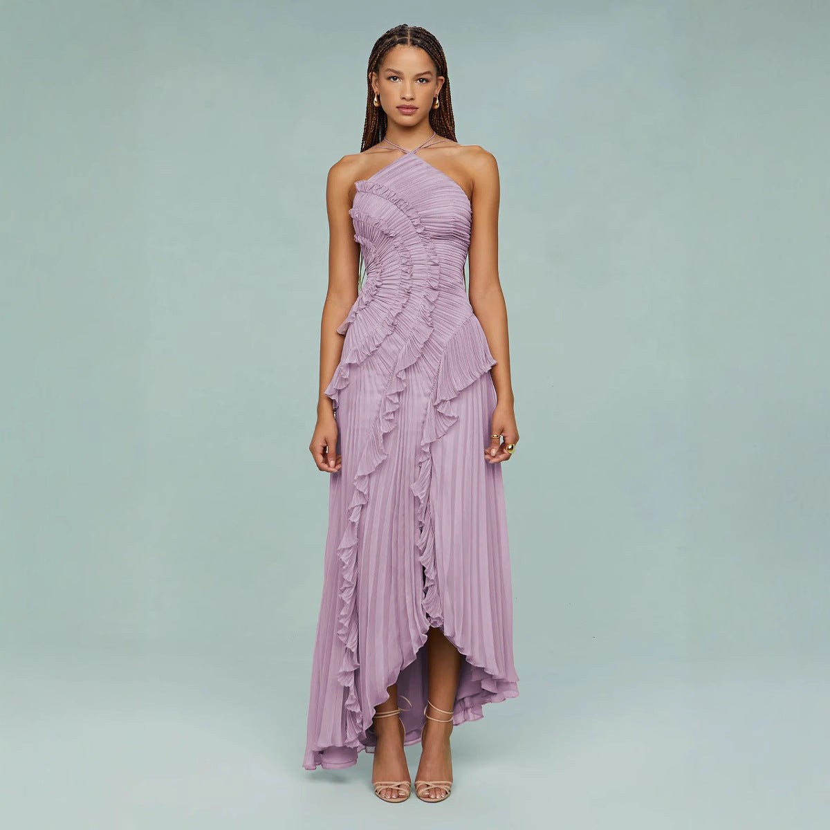 Lilac Whisper™ | Pleated Elegance Dress