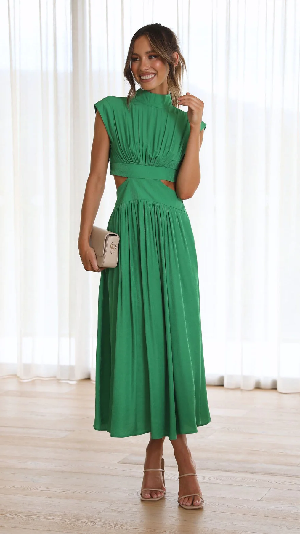 Quincy | Midi Dress with Cut-Out and Pockets