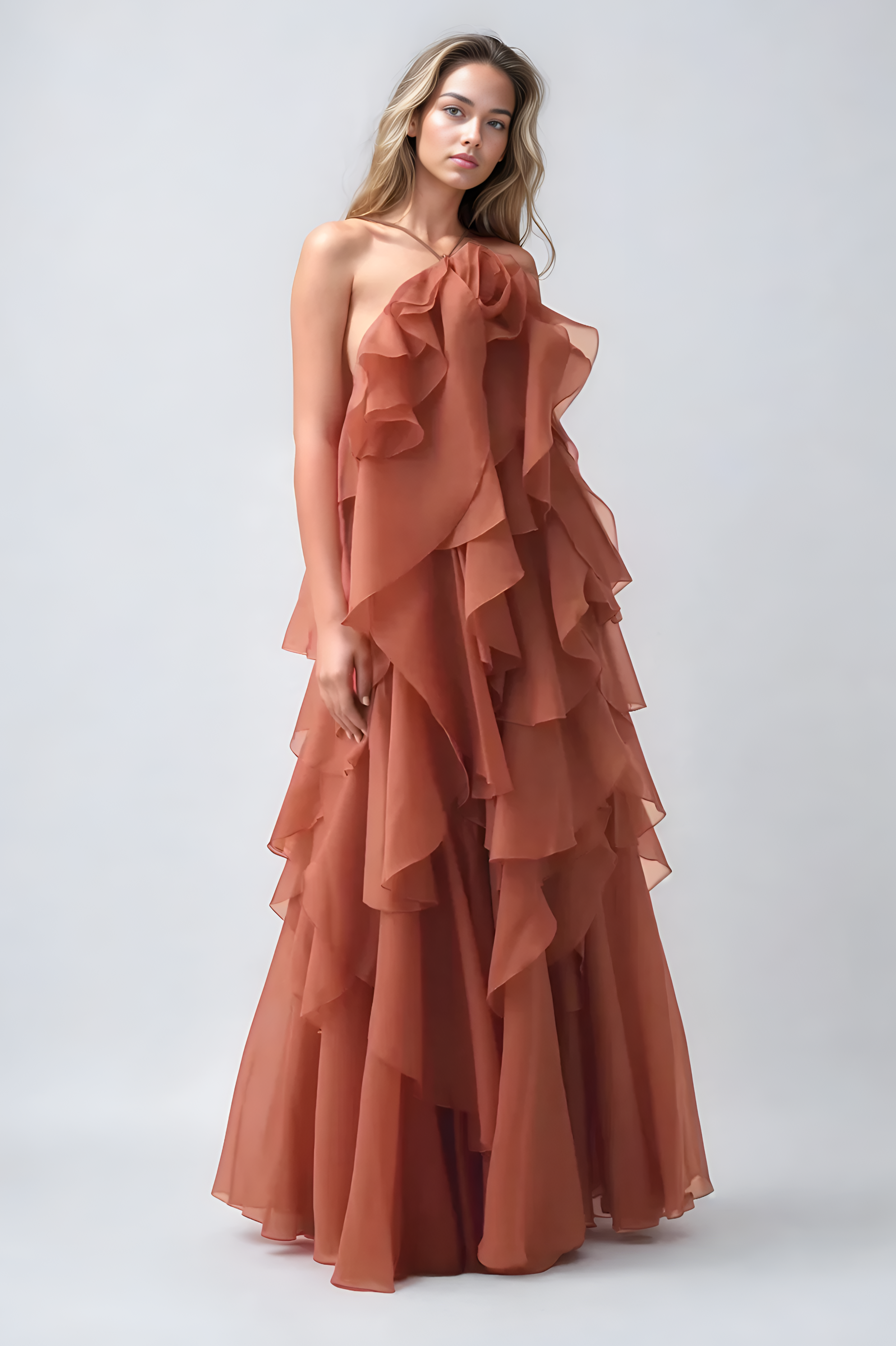 Celeste™ | Ruffled Chiffon Gown