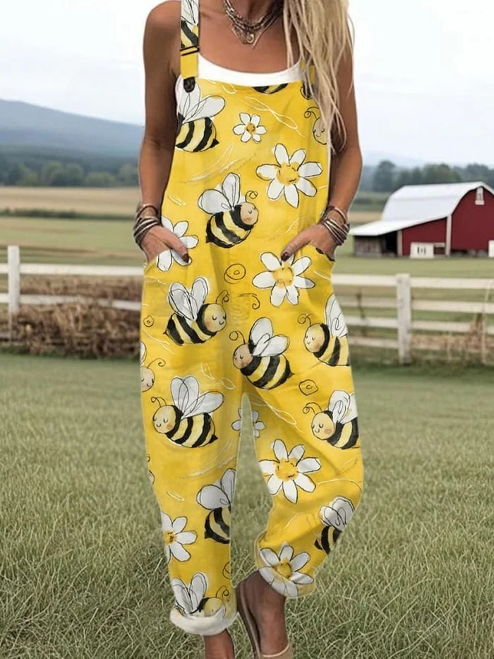 Bea™ | Playful Summer Jumpsuit with Bee Motif and Easy Fit