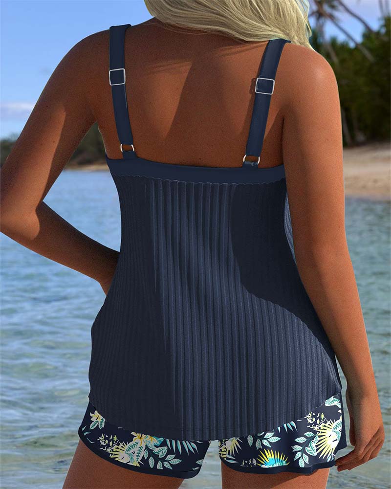 Azure Bloom™ | Striped Two-Piece Beach Tankini
