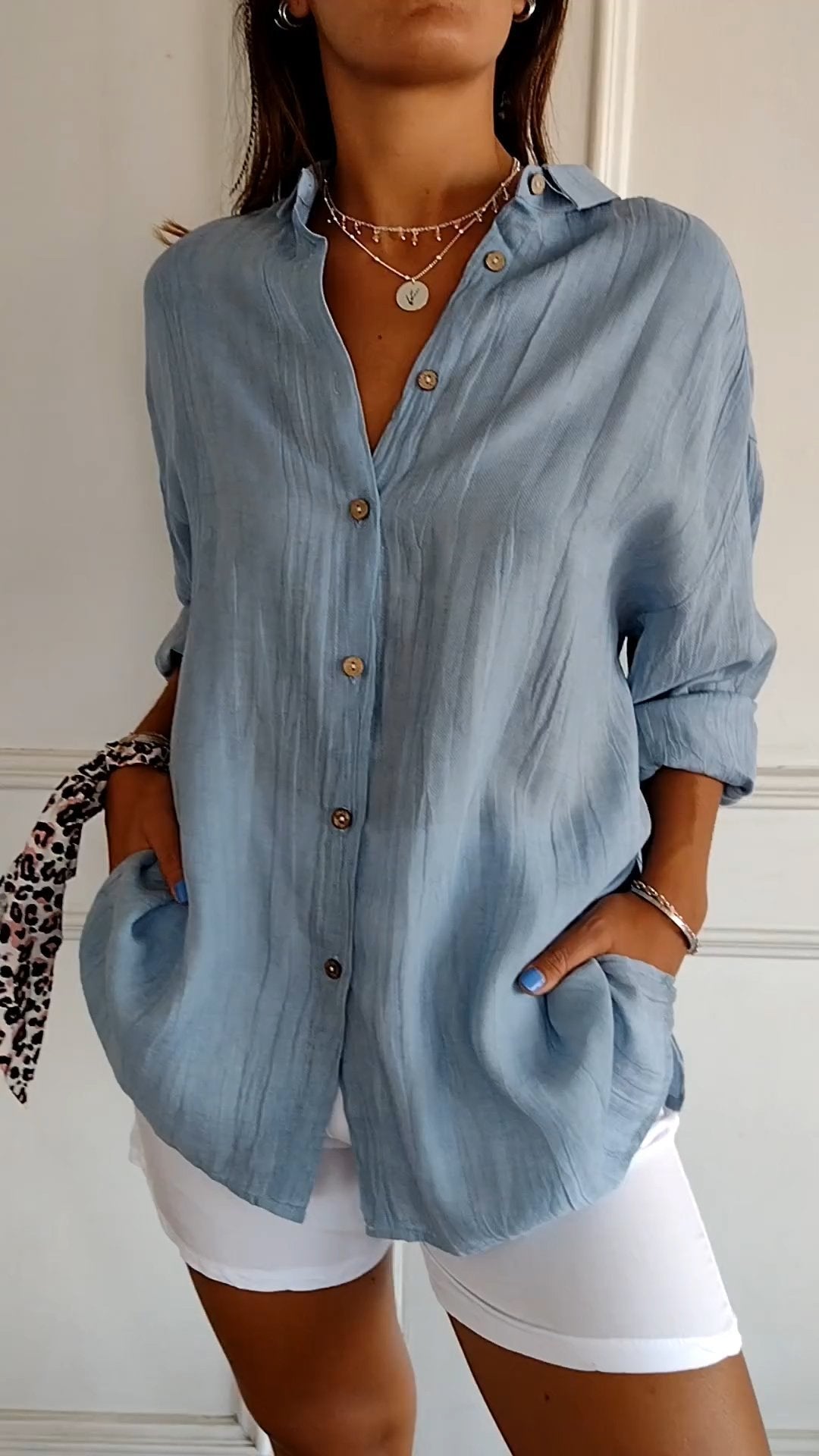 Samantha™ – Elegant Pleated Shirt