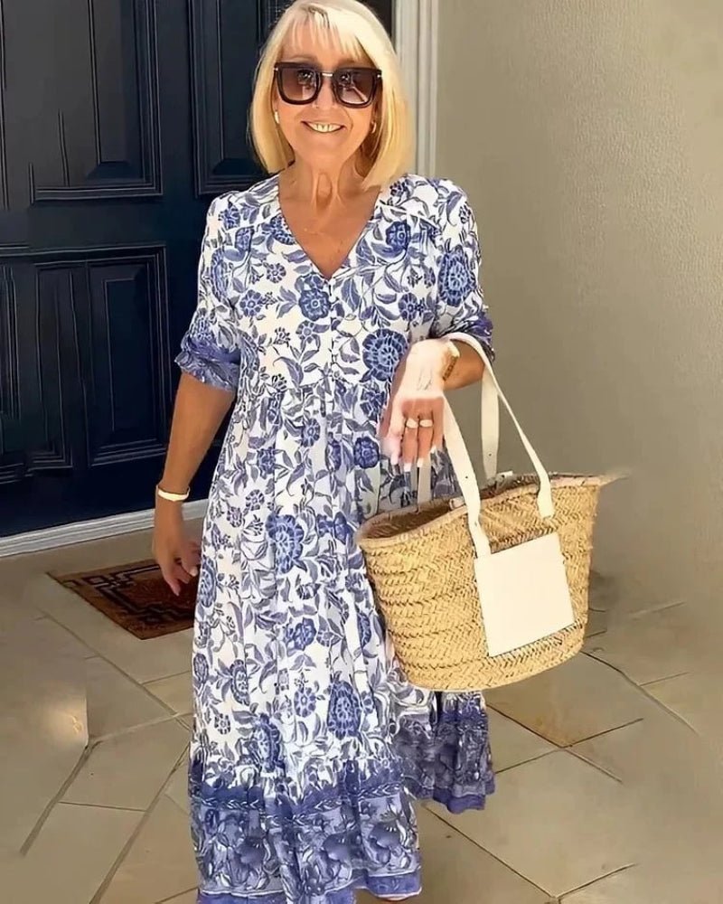 Léonie™ | Blue Garden Midi Dress
